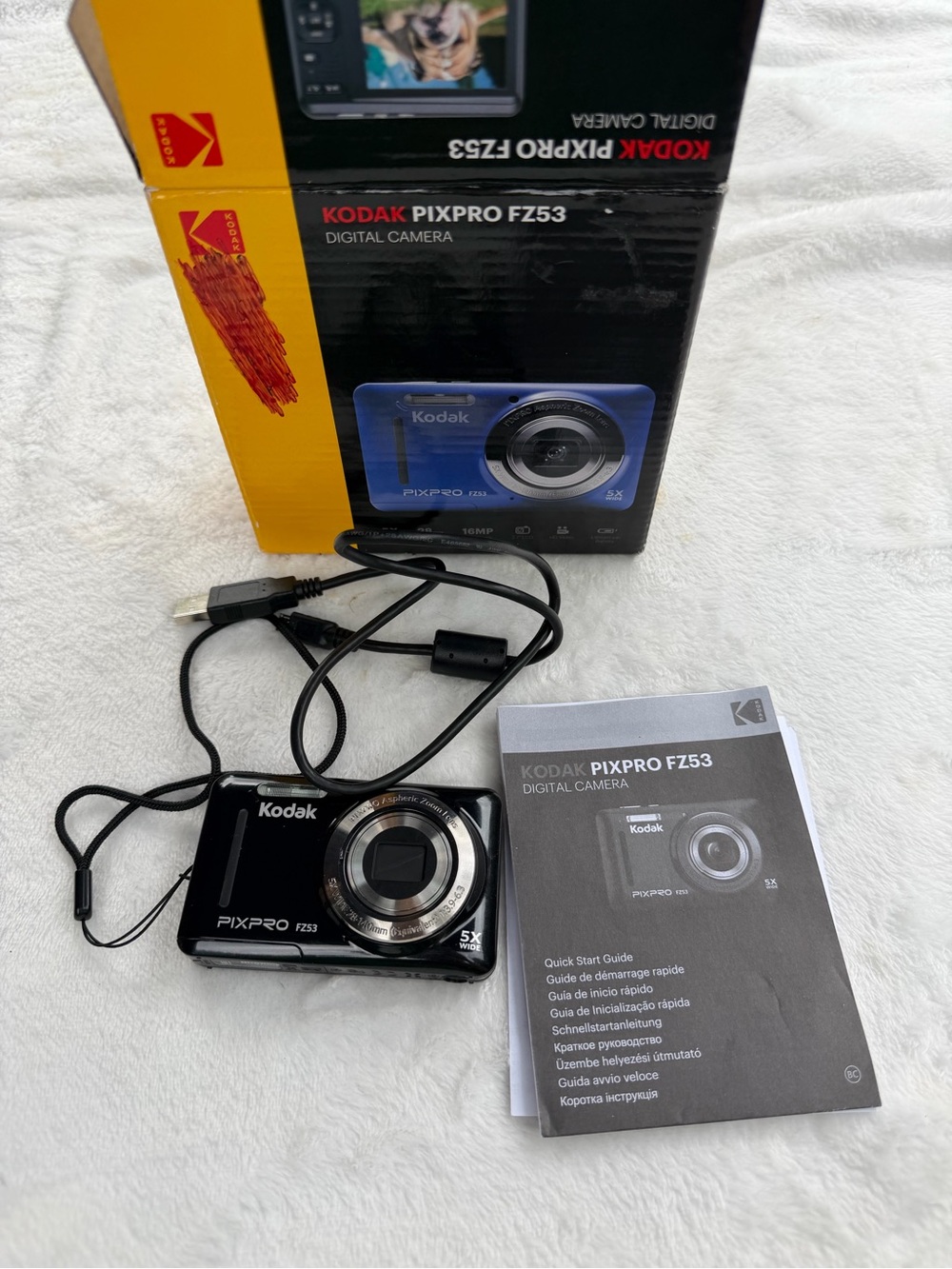 Kodak PIXPRO FZ53 16MP Digital Camera Black 5x Zoom Boxed Manual Tested Working